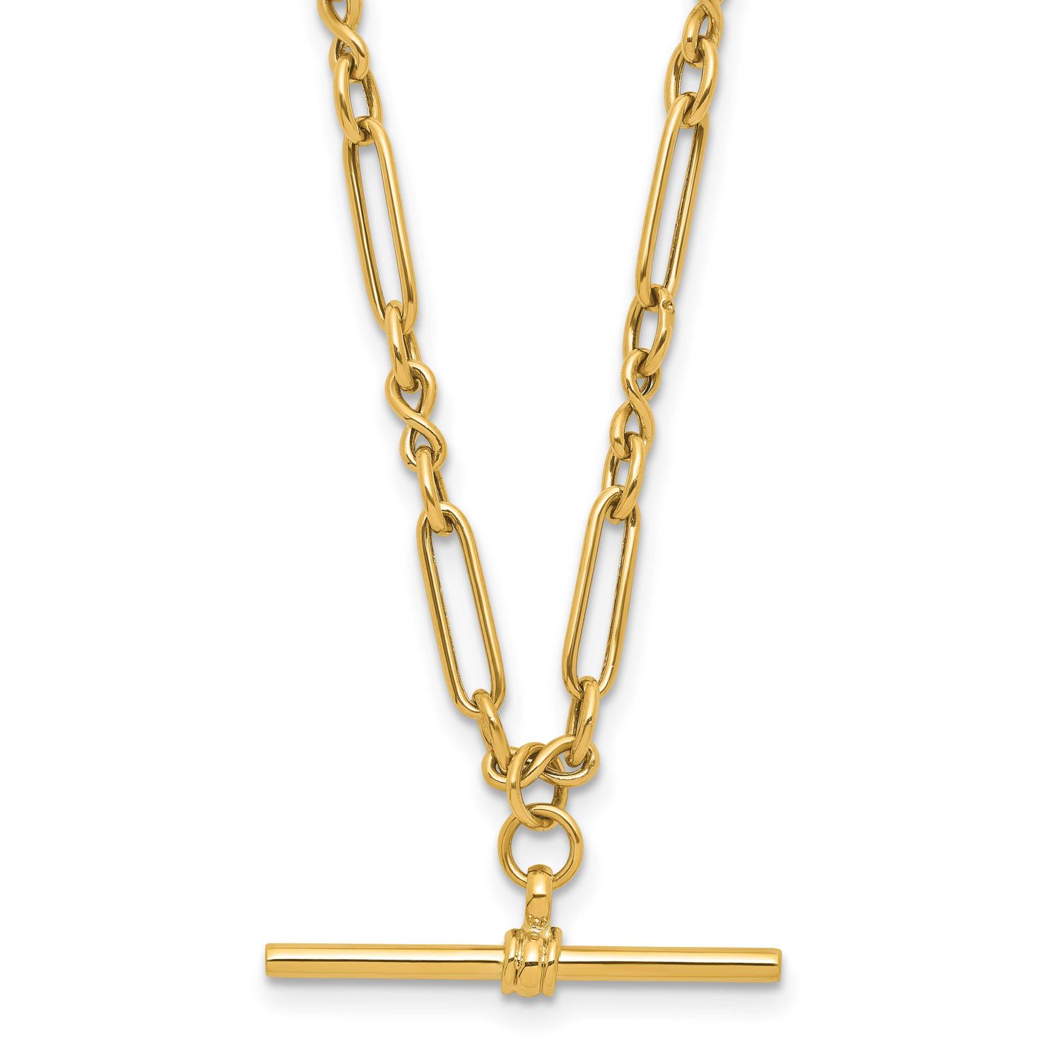 Fancy Link Bar Necklace 10k Gold Polished 10LF636-17 196904337363