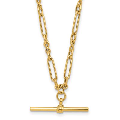 Fancy Link Bar Necklace 10k Gold Polished 10LF636-17 196904337363