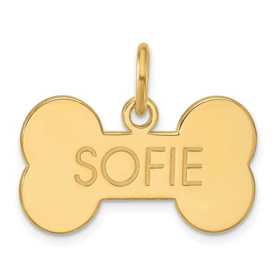 Small Bone Animal Information Tag Sterling Silver Gold-plated XNA1550GP