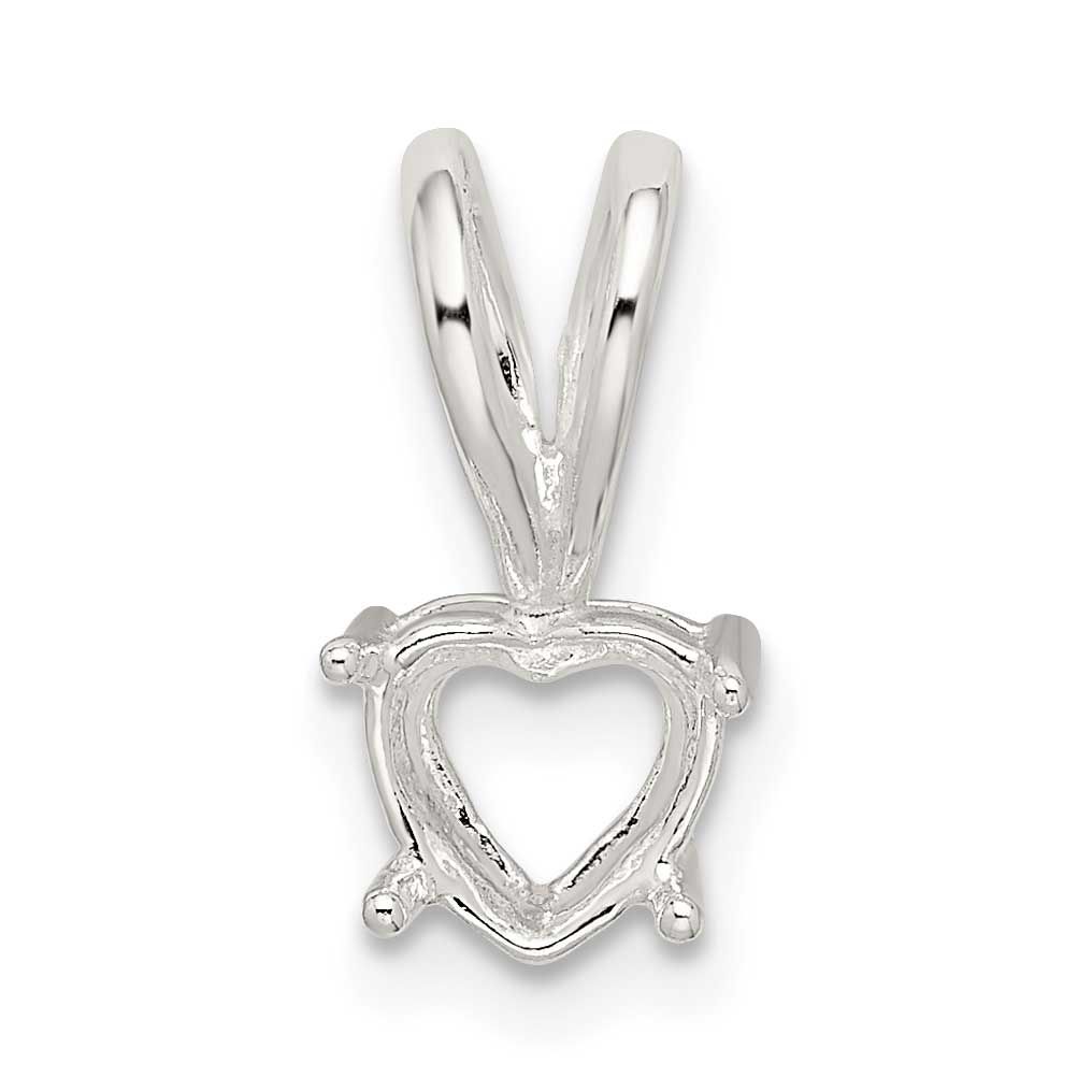Heart 4-Prong 7.0mm Fixed Bail Pendant Setting Sterling Silver SS3268-5