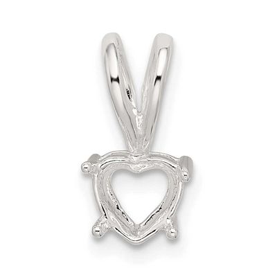Heart 4-Prong 7.0mm Fixed Bail Pendant Setting Sterling Silver SS3268-5