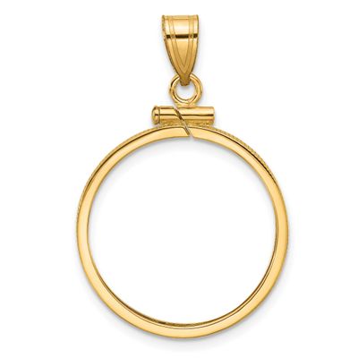 21.6mm x 1.7mm Screw Top Coin Bezel Pendant 10k Gold Polished 10C1885/21.6