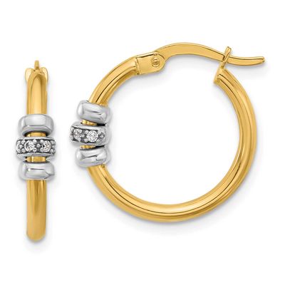CZ Hoop Earrings 14k Two-tone Gold Polished LE2561 196904342237
