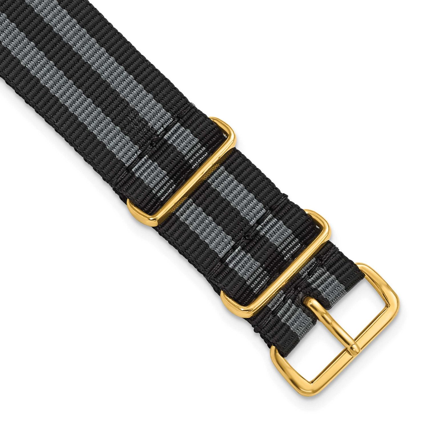 Debeer 20mm One-Piece Black and Grey Striped Military Ballistic G10 Nylon with Gold-Tone Buckle 10.…