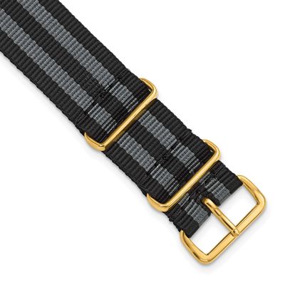 Debeer 20mm One-Piece Black and Grey Striped Military Ballistic G10 Nylon with Gold-Tone Buckle 10.…