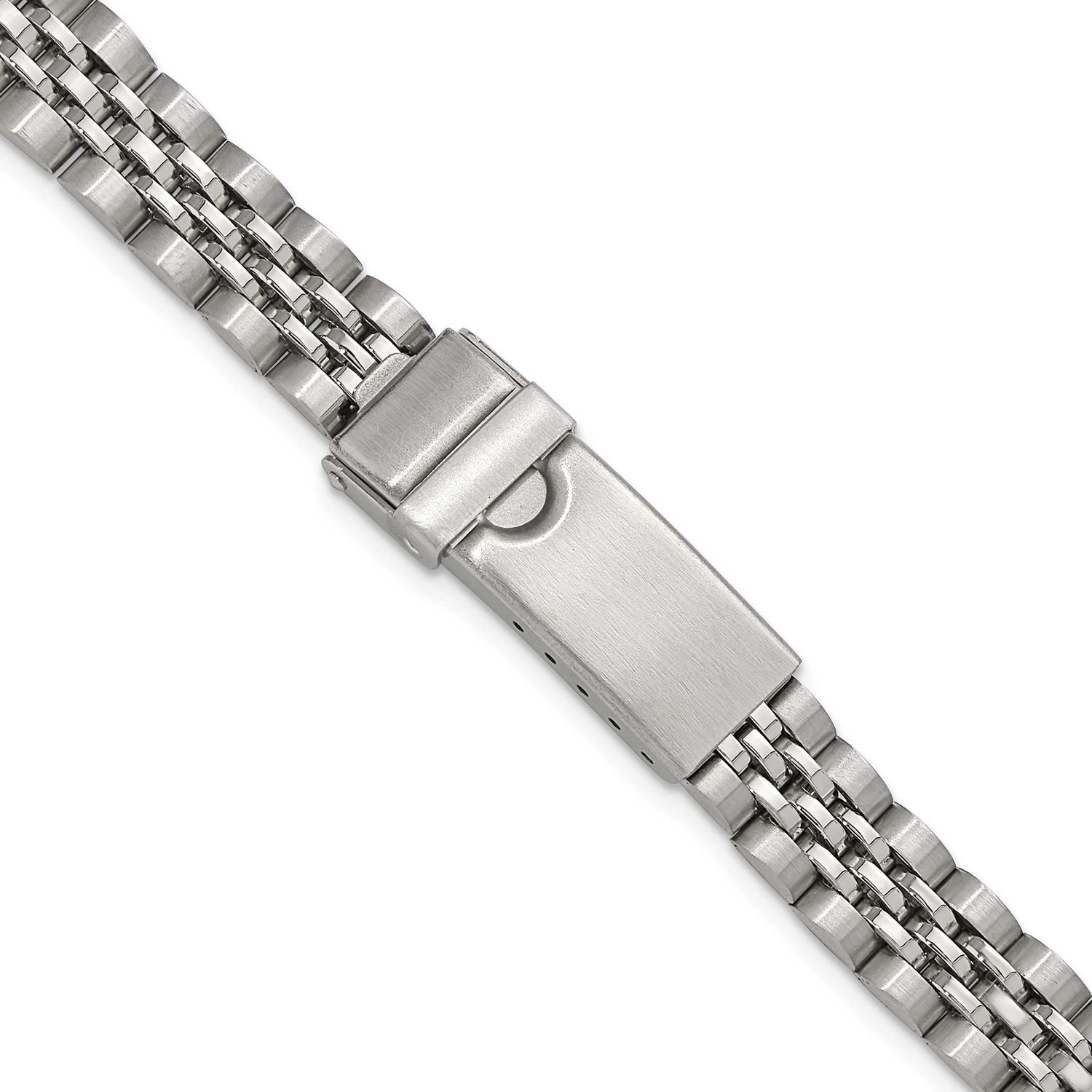 Debeer 12mm, 14mm and 16mm Stainless Steel Jubilee Style Solid Link with Deployment Buckle 6.5 Inch…