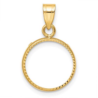 Diamond-Cut 13.0mm Prong Coin Bezel Pendant 10k Gold Polished 10C1801D/13.0