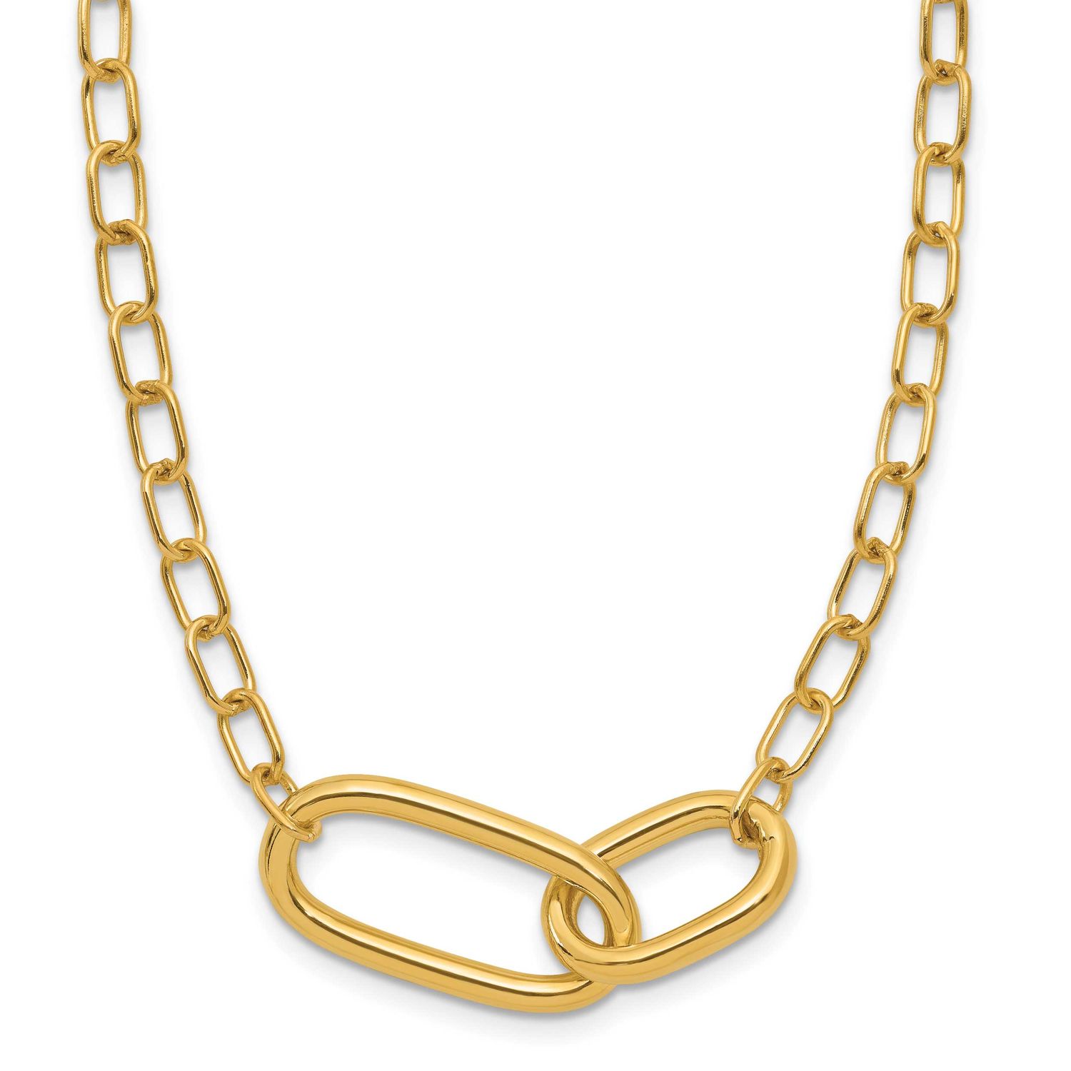 Fancy Link Necklace 14k Gold Polished LF1994-18 196904324745