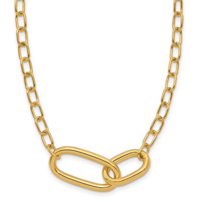 Fancy Link Necklace 14k Gold Polished LF1994-18 196904324745