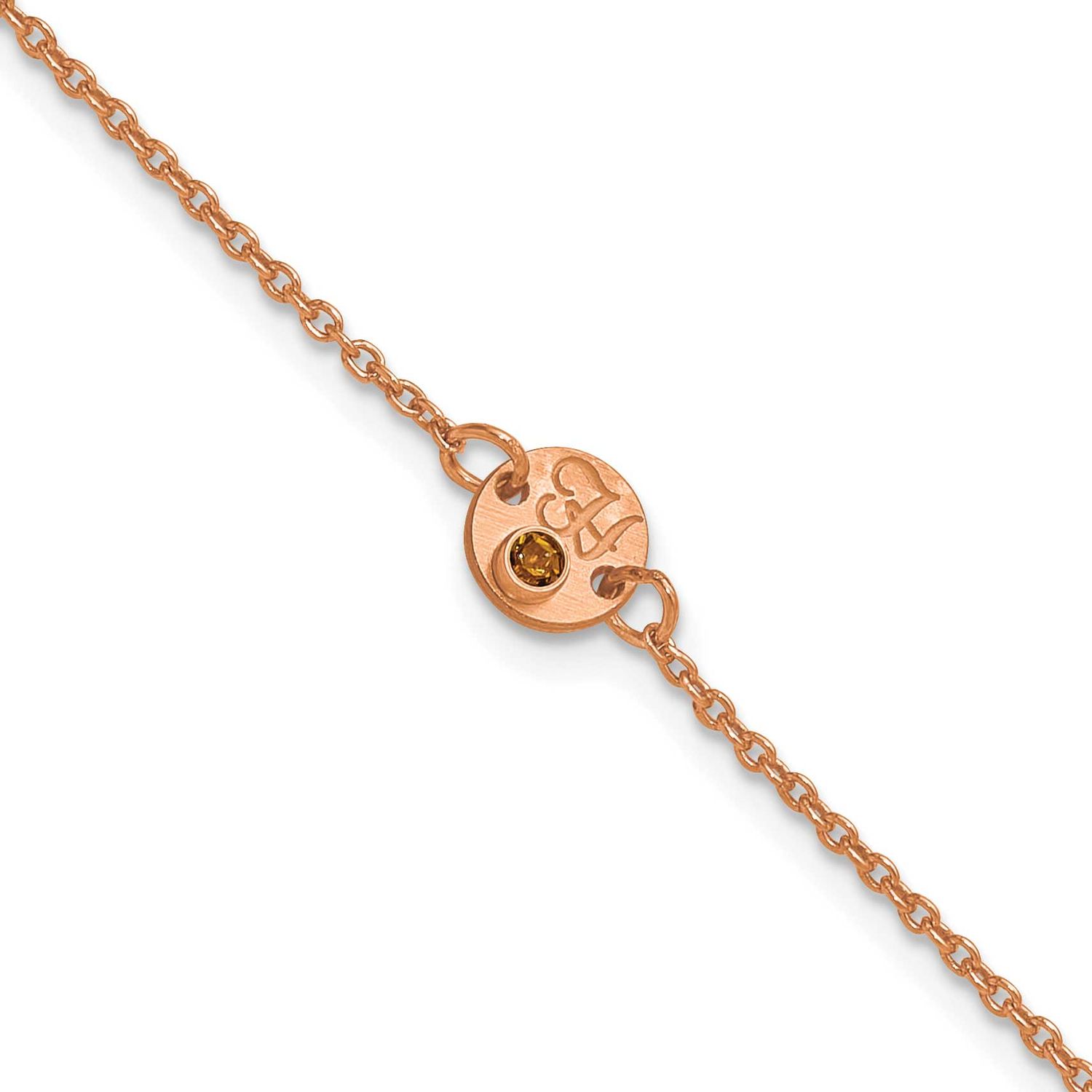 1 Disc with Initial and Birthstone Bracelet Sterling Silver Rose-plated XNA1523/1RP