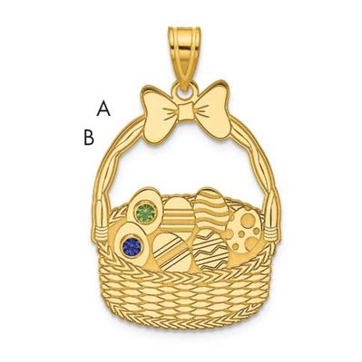 2 Birthstone with Bezel Easter Basket Pendan Sterling Silver Gold-plated QMP1538/2GP