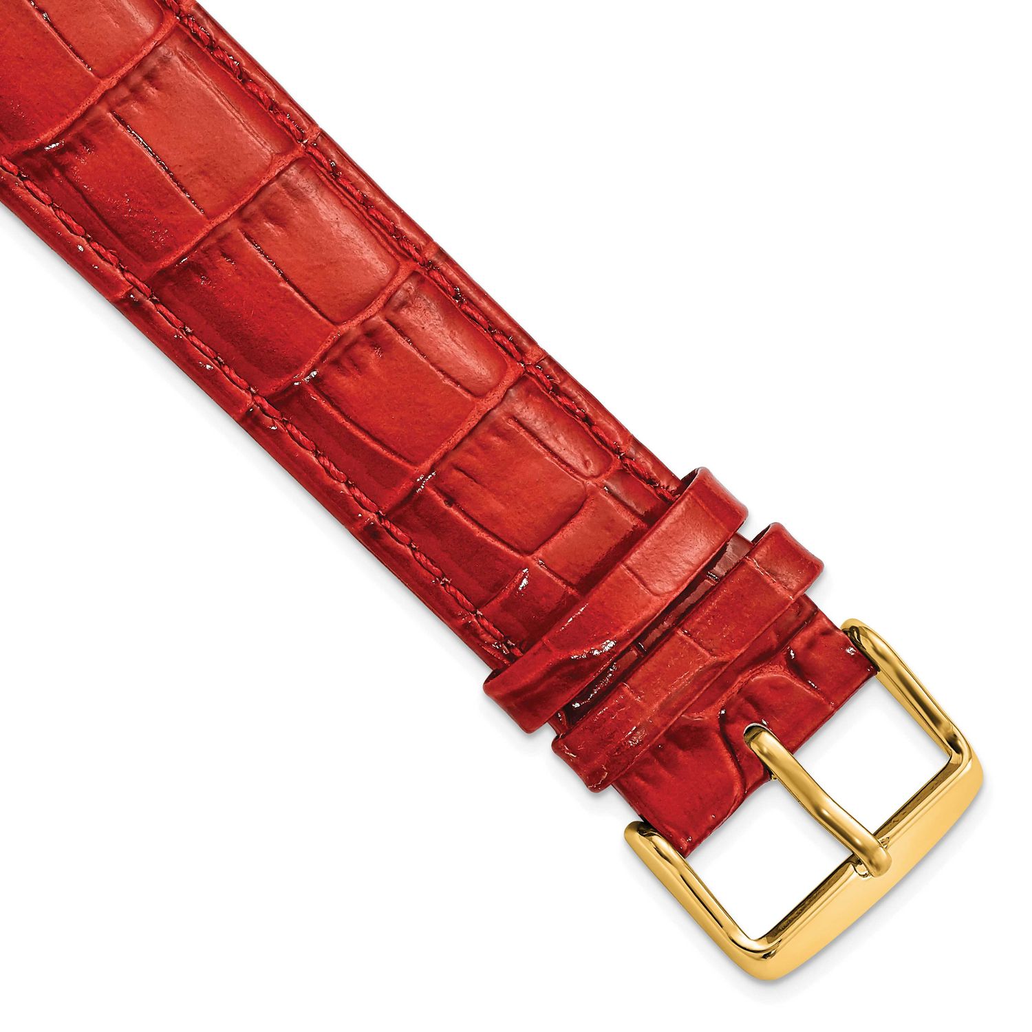 Debeer 22mm Long Red Crocodile Grain Chronograph Leather with Gold-Tone Buckle 8.5 Inch Watch Band …