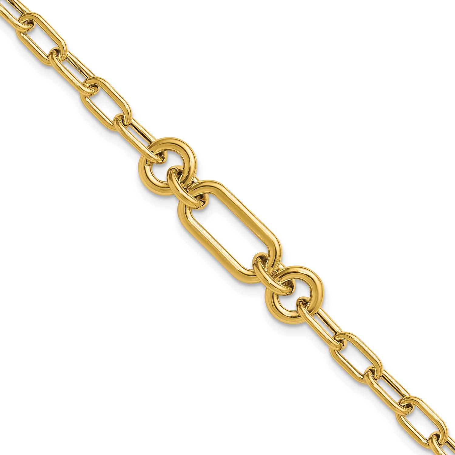 Fancy Mixed Link Bracelet 14k Gold Polished LF2229-7.5 196904316795