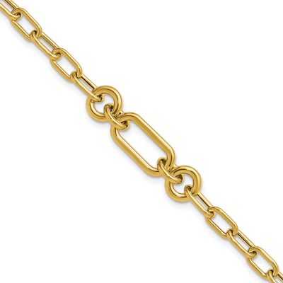Fancy Mixed Link Bracelet 14k Gold Polished LF2229-7.5 196904316795