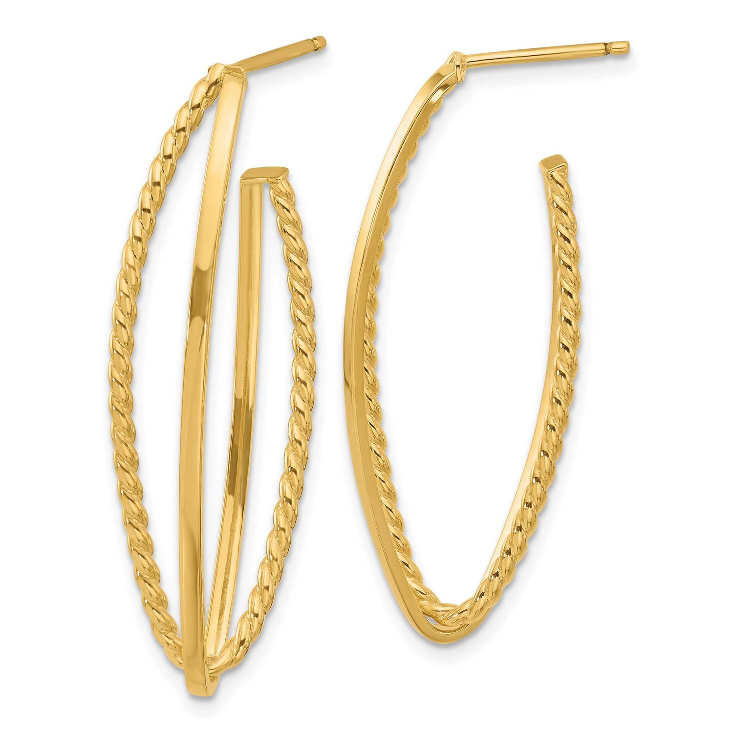 Fancy Drop Post Earrings 14k Gold Polished and Textured LE2610 196904340301