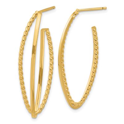 Fancy Drop Post Earrings 14k Gold Polished and Textured LE2610 196904340301