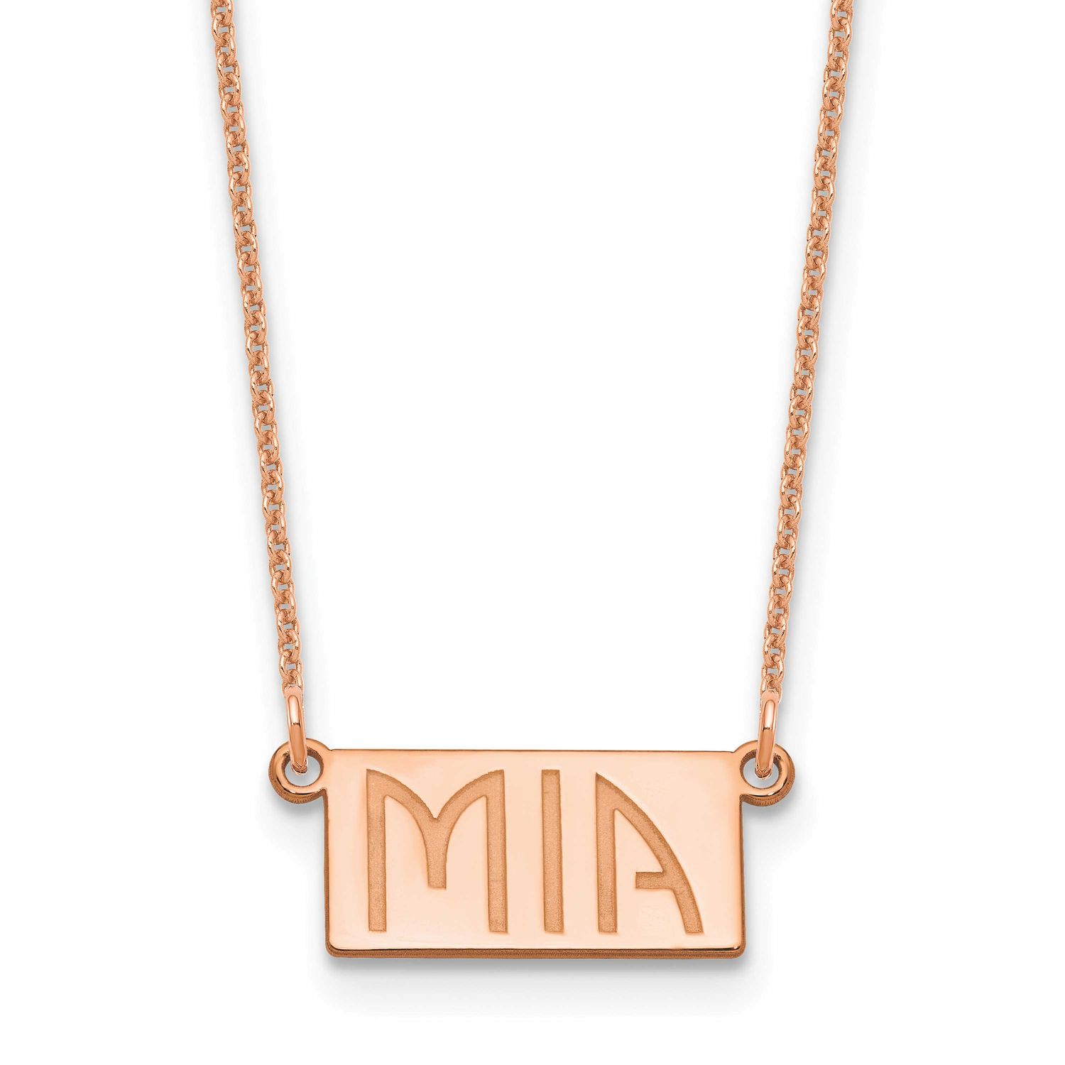 1-3 Letter Name Bar Necklace 14k Rose Gold XNA1512R