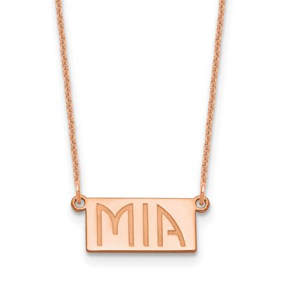 1-3 Letter Name Bar Necklace 14k Rose Gold XNA1512R