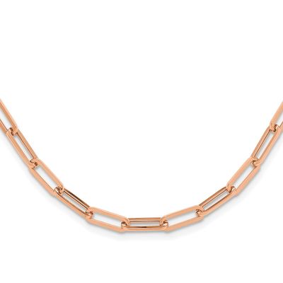 Polished Fancy Link Necklace 14k Rose Gold LF1529R-18