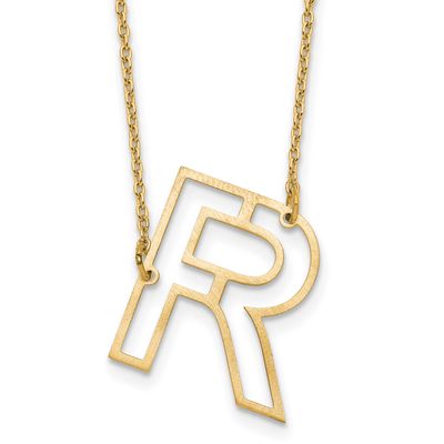 Sideways Cut Out Initial R Necklace Sterling Silver Gold-plated XNA1473GP/R