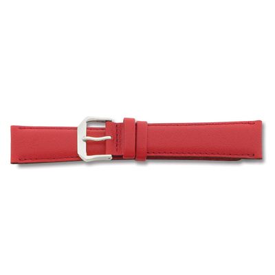19mm Red Smooth Leather Silver-Tone Buckle Watch Band BAW125-19 886774148335