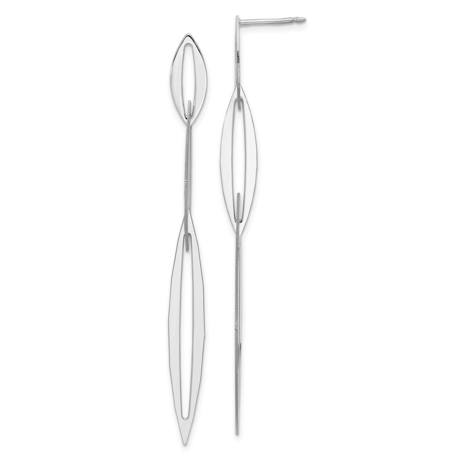Polished Post Dangle Earrings Sterling Silver Rhodium-plated QLE1506