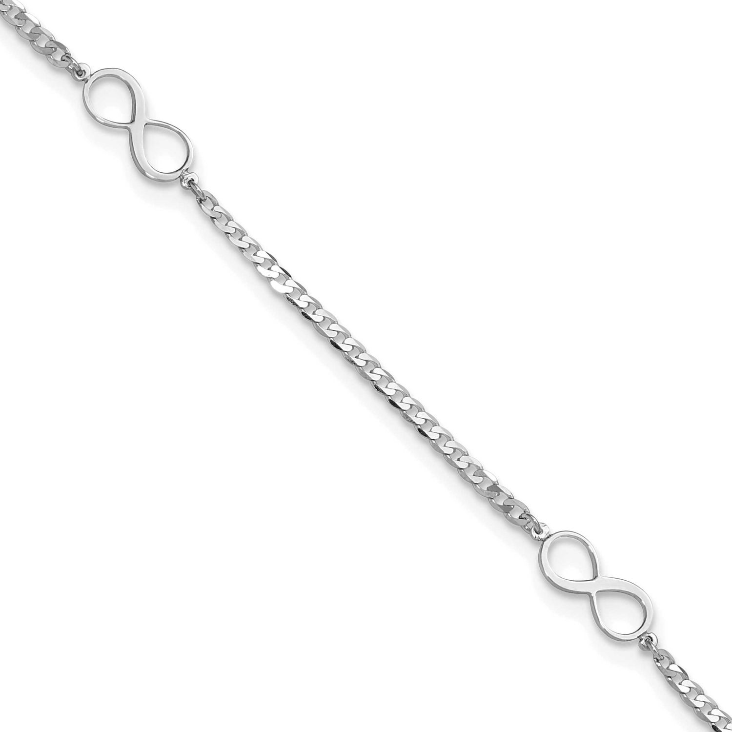 Infinity 9 Inch Plus 1 Inch Extender Anklet 14k White Gold Polished LF1909W-9 196904312087