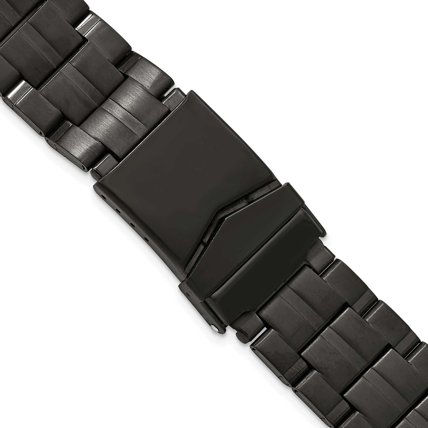 Debeer 20mm Satin Finish Black Pvd-Plated Stainless Steel Folded Link Style with Fold Over Deployme…