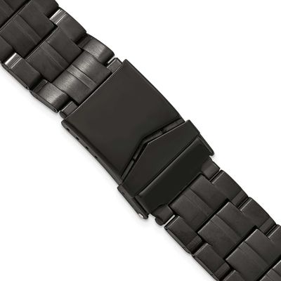 Debeer 20mm Satin Finish Black Pvd-Plated Stainless Steel Folded Link Style with Fold Over Deployme…