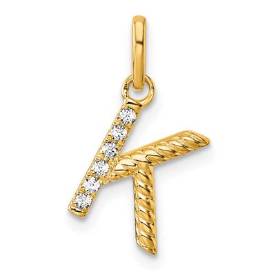 Twisted .05 Ct. Diamond Initial K Charm 14k Gold PM10732K-YA