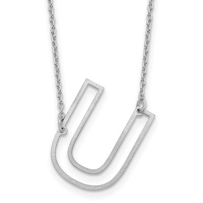 Sideways Cut Out Initial U Necklace 10k White Gold 10XNA1473W/U