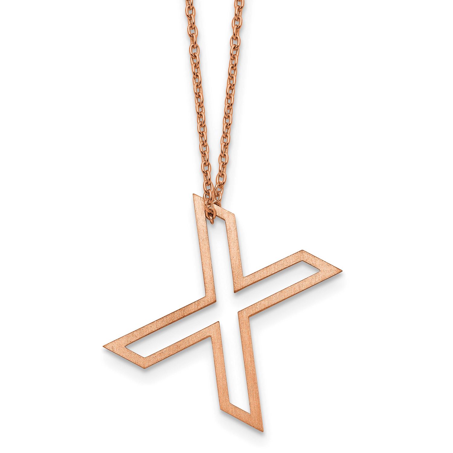 Rose Gold-Plated Cut Out Slide Initial x Necklace Sterling Silver XNA1474RP/X