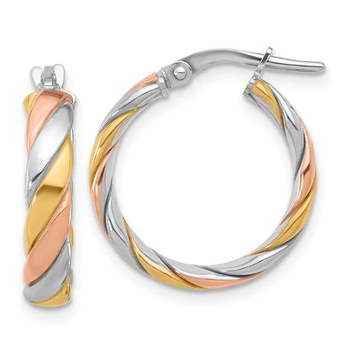 Gold and Rose-Tone Polished Hoop Earrings Sterling Silver QLE1492