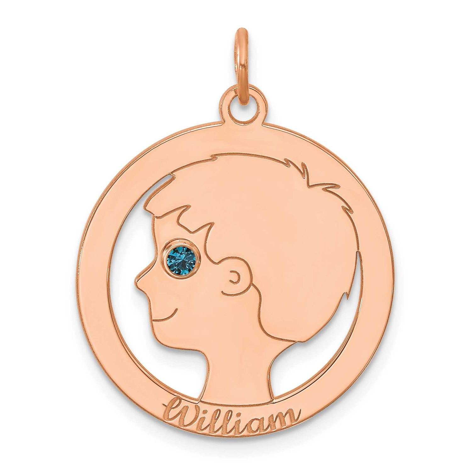 Rose Gold-Plated Boys Silhouette with Birthstone Charm Sterling Silver XNA1544RP