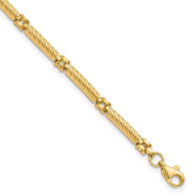 Fancy Link Bracelet 14k Gold Polished and Textured LF1880-7.25 196904335635