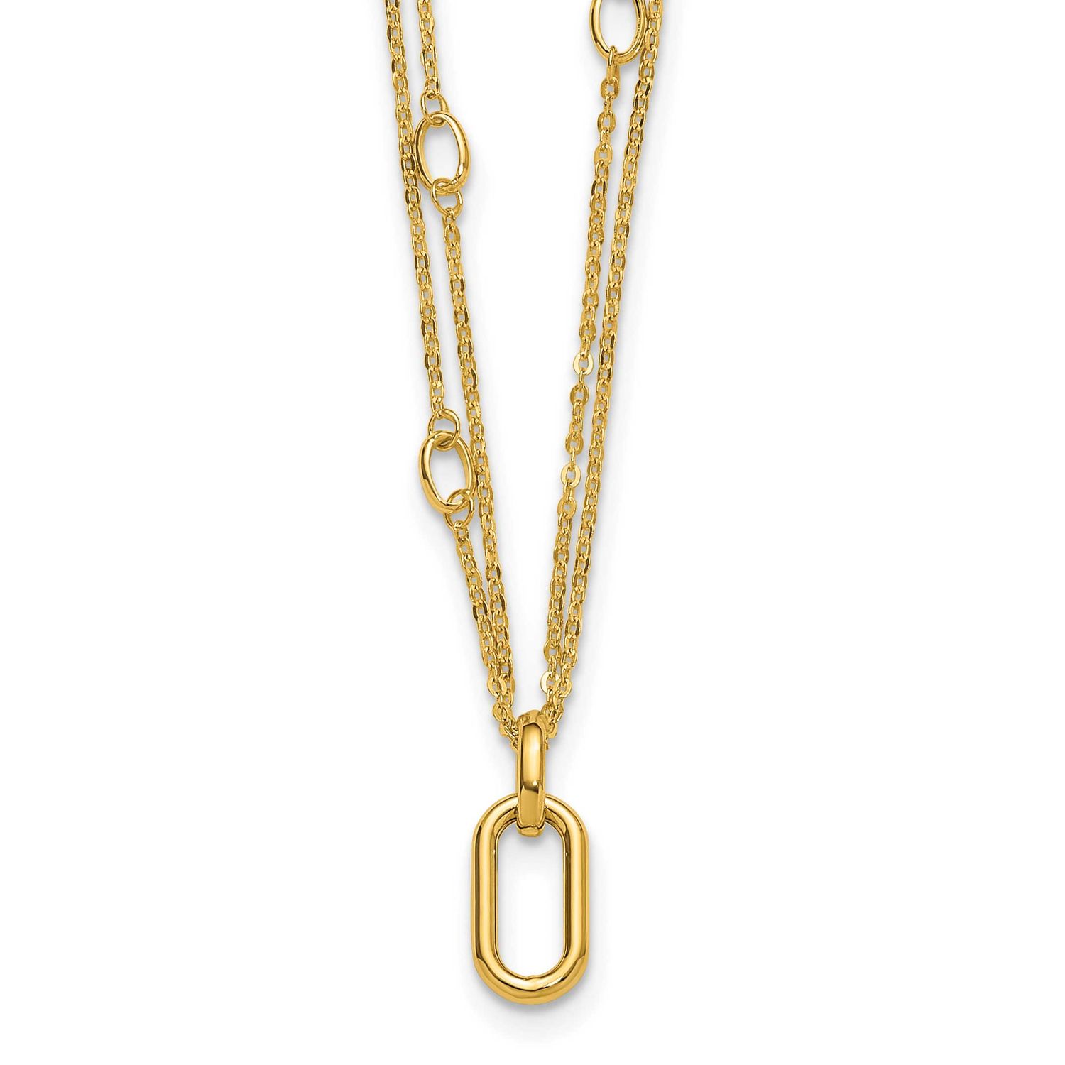Fancy Two-Strand Link Necklace 14k Gold Polished LF2233-17.75 196904316740