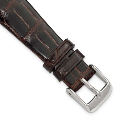 Debeer 18mm Brown Flat Genuine Louisiana Alligator Leather with Silver-Tone Buckle 7.5 Inch Watch B…