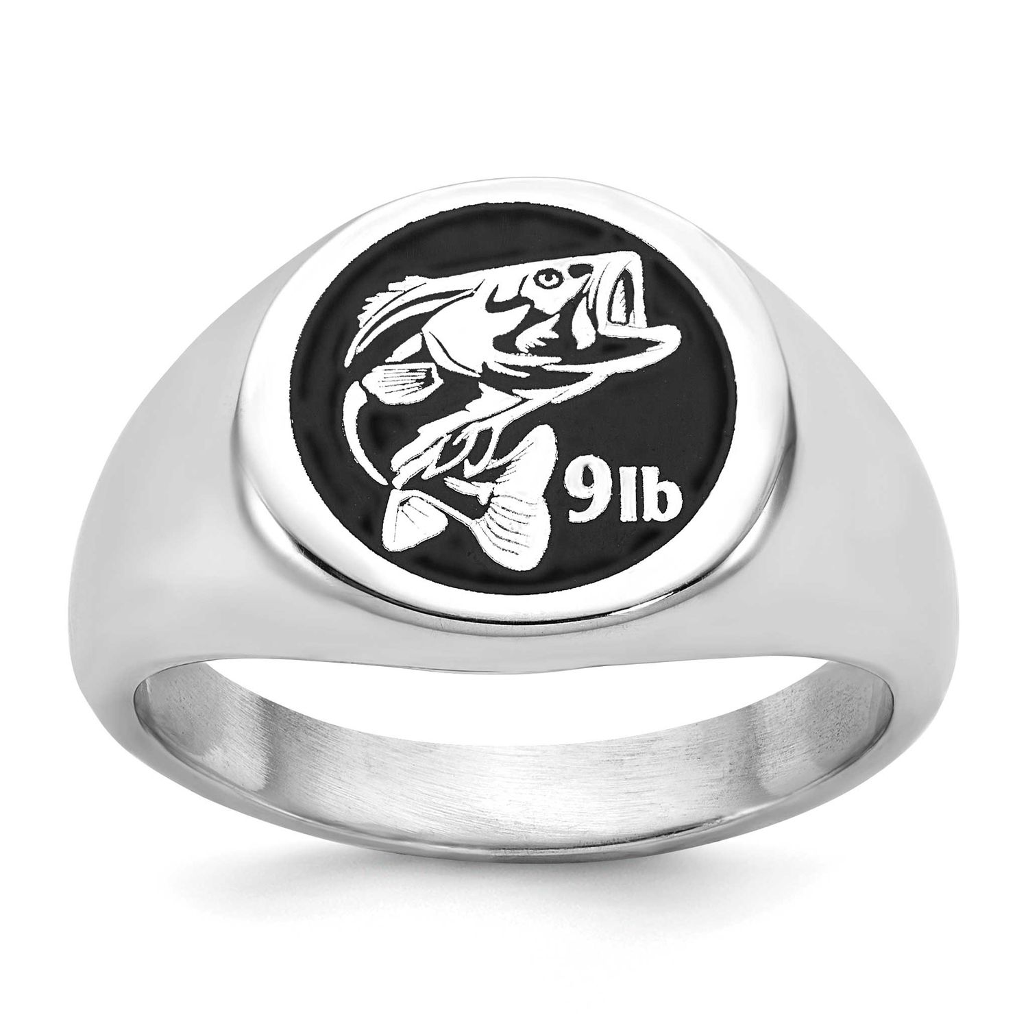 Small Round Epoxy Signet Ring Sterling Silver Rhodium-plated XNR136SS