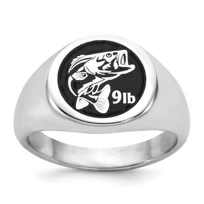 Small Round Epoxy Signet Ring Sterling Silver Rhodium-plated XNR136SS