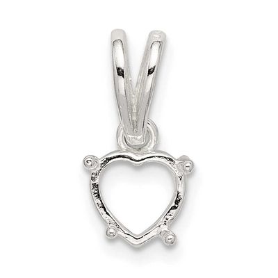 Heart 4-Prong 9.0mm Loose Bail Pendant Setting Sterling Silver SS3269-6