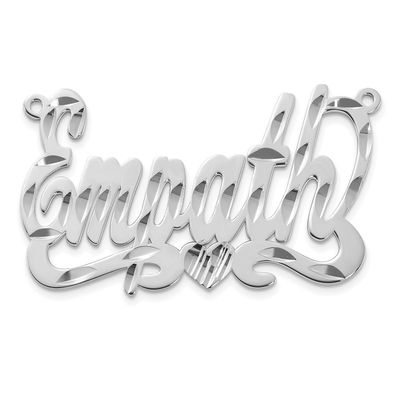 Diamond-Cut Heart Name Plate 14k White Gold XNA150W 191101541476