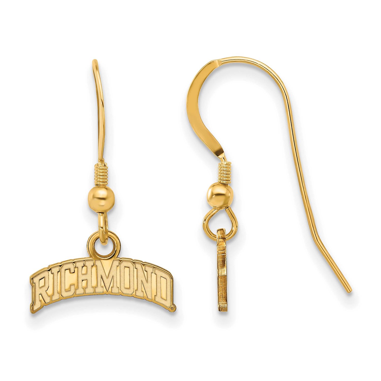 Gold Plated University of Richmond Script Small Dangle Earrings GP034URV