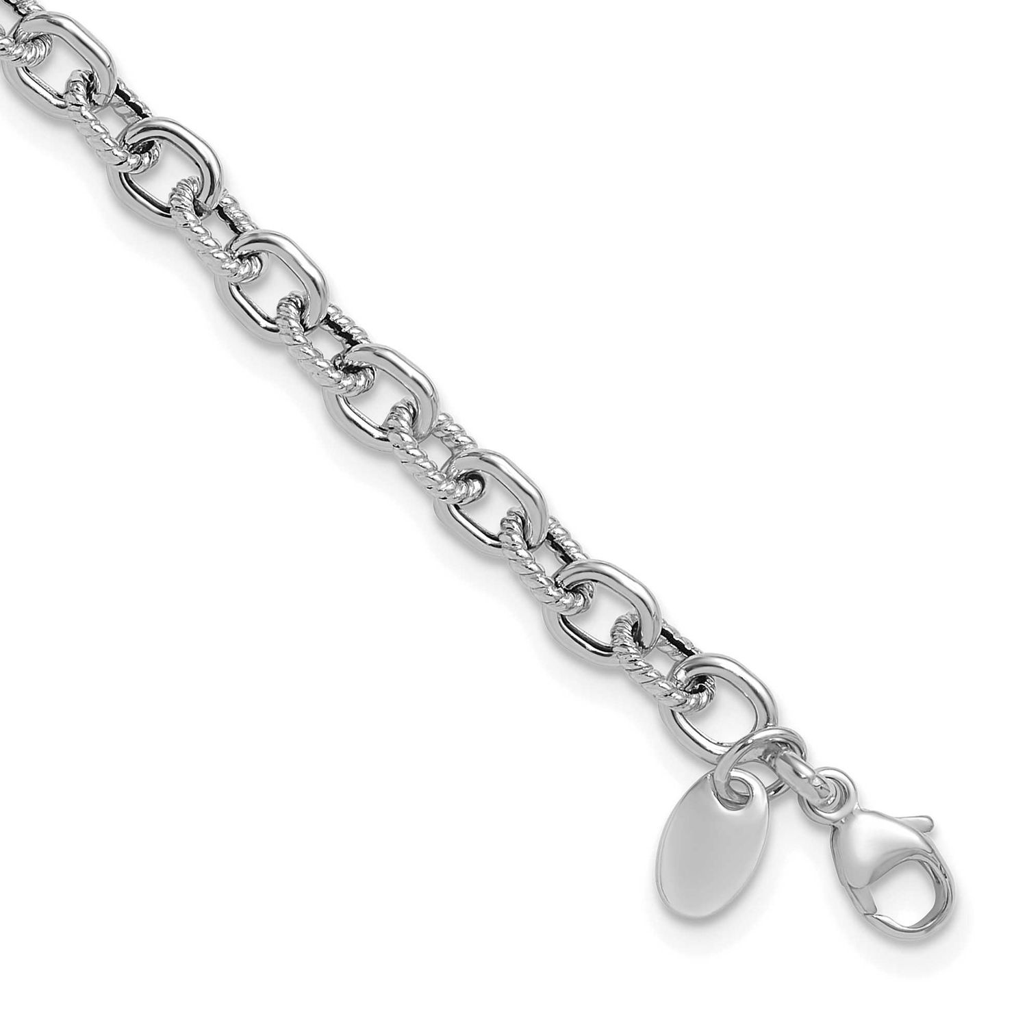 Textured Link Bracelet 14k White Gold Polished LF1856W-7.75