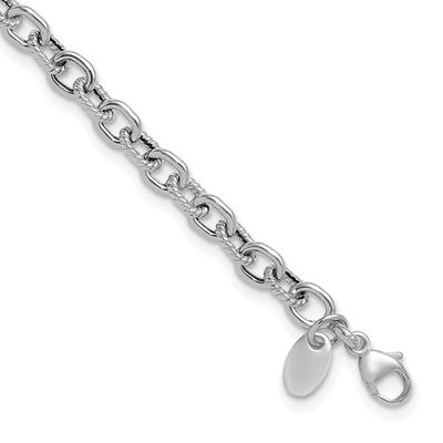 Textured Link Bracelet 14k White Gold Polished LF1856W-7.75