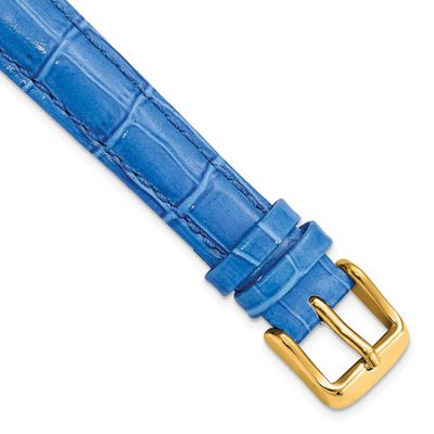 Debeer 14mm Blue Crocodile Grain Chronograph Leather with Gold-Tone Buckle 6.75 Inch Watch Band BAY…