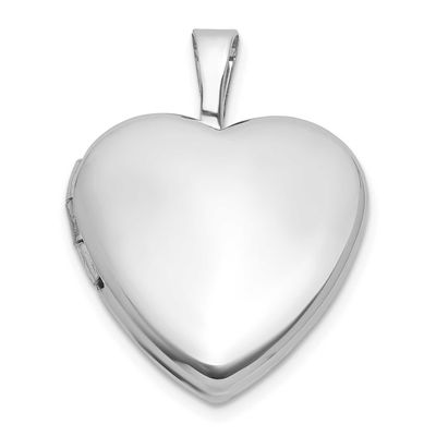 Brushed and Polished 16mm Heart Locket Sterling Silver Rhodium-plated QLS1211