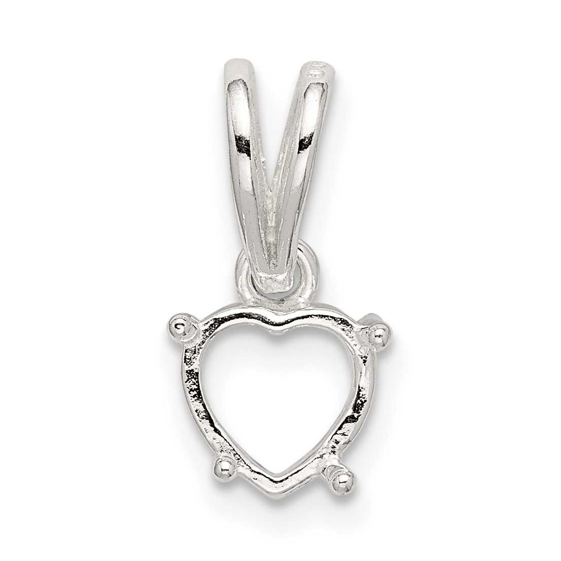 Heart 4-Prong 10.0mm Loose Bail Pendant Setting Sterling Silver SS3269-7