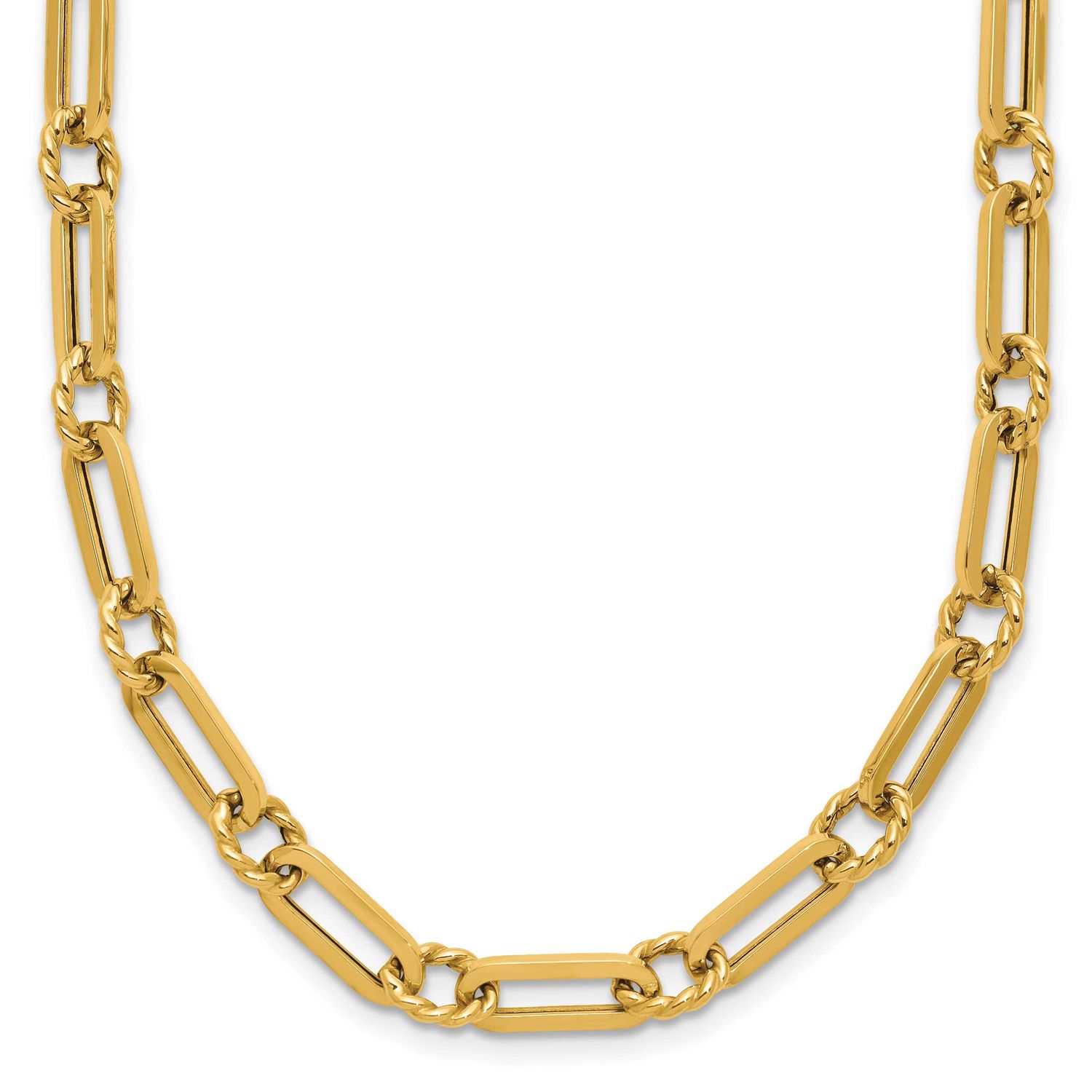 Twisted Fancy Link Toggle Necklace 14k Gold Polished LF2072-18 196904275962