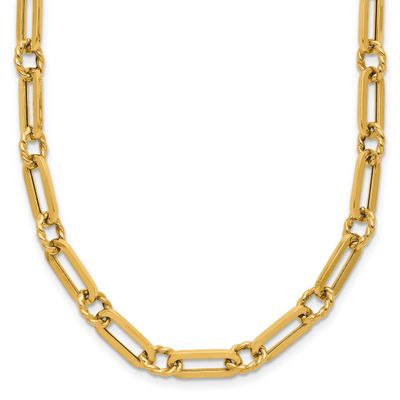 Twisted Fancy Link Toggle Necklace 14k Gold Polished LF2072-18 196904275962