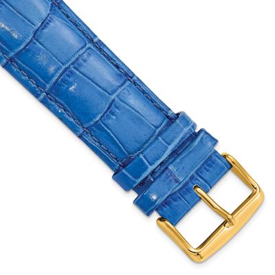 Debeer 24mm Long Blue Crocodile Grain Chronograph Leather with Gold-Tone Buckle 8.5 Inch Watch Band…